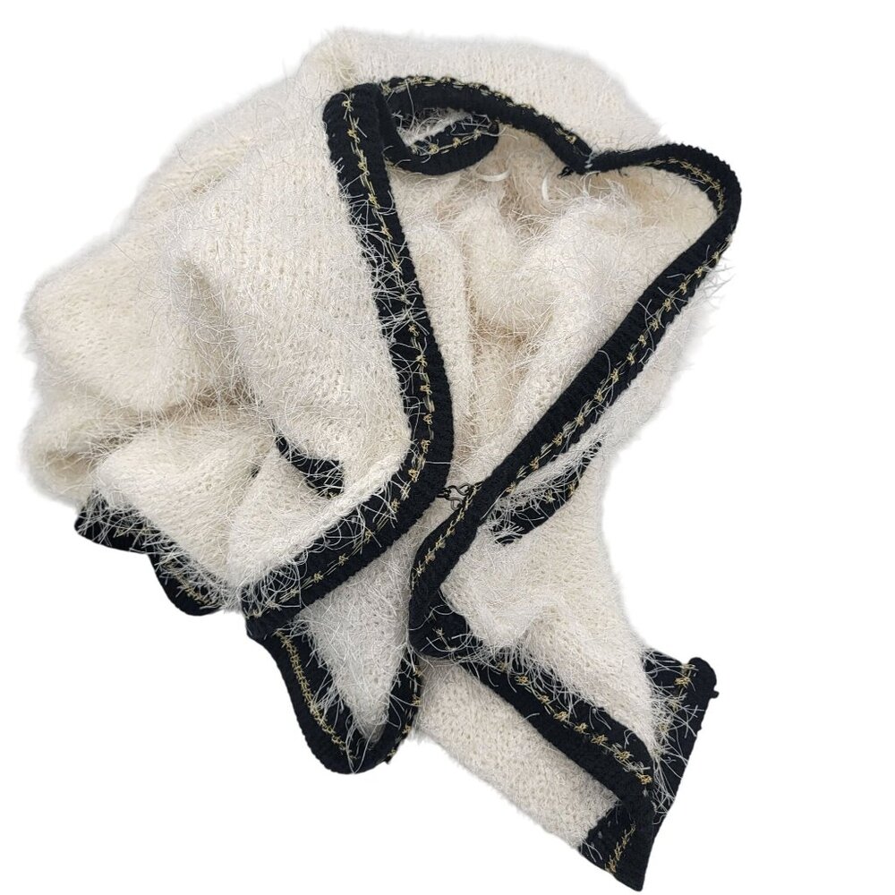 Vintage Fuzzy Open-Front Cardigan Sweater Soft Knit.